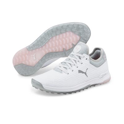 New Womens Golf Shoe Puma ProAdapt Alphacat Medium 9 White/Silver/Pink MSRP $130