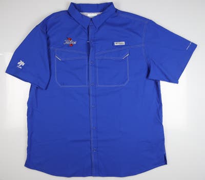 New W/ Logo Mens Columbia Camp Shirt XX-Large XXL Blue MSRP $40 C1630MP