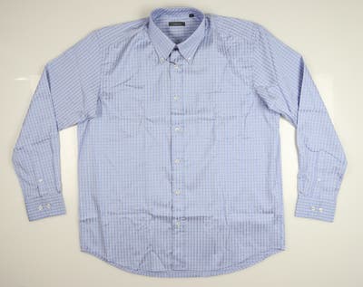 New Mens Turtleson Lombard Windowpane Performance Button Up Large L Blue MSRP $135 MS18W09