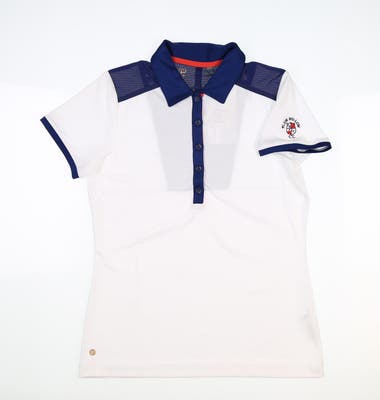 New W/ Logo Womens EP NY Contrast Polo Small S White Multi MSRP $78 5631NFC