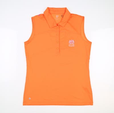 New W/ Logo Womens EP NY Golf Sleeveless Polo Small S Orange MSRP $78 5326NCB